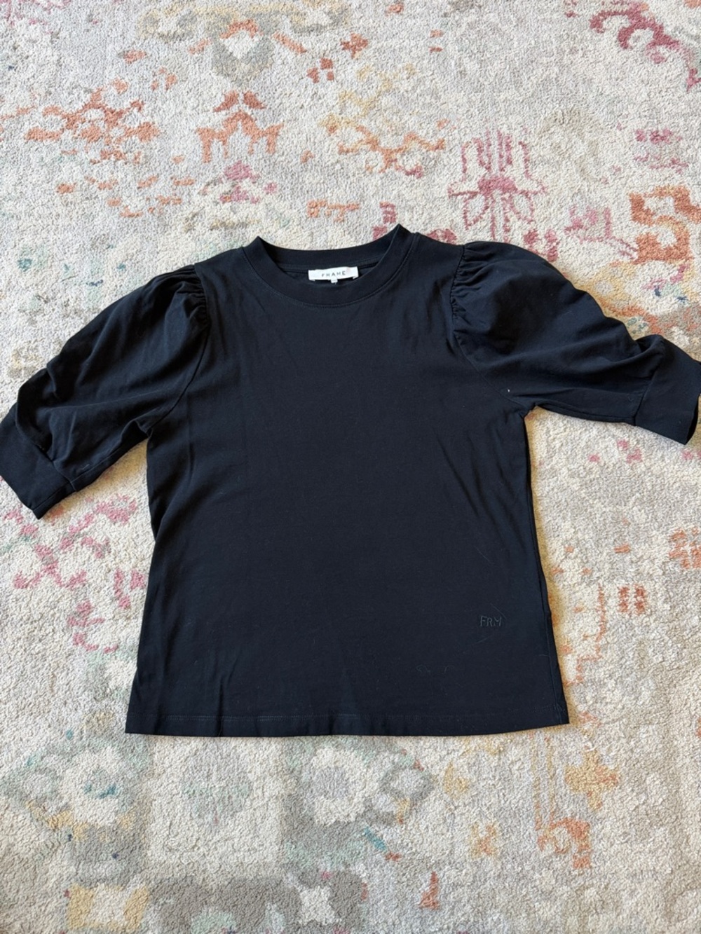 Frame Denim Black Puff Sleeve Tee